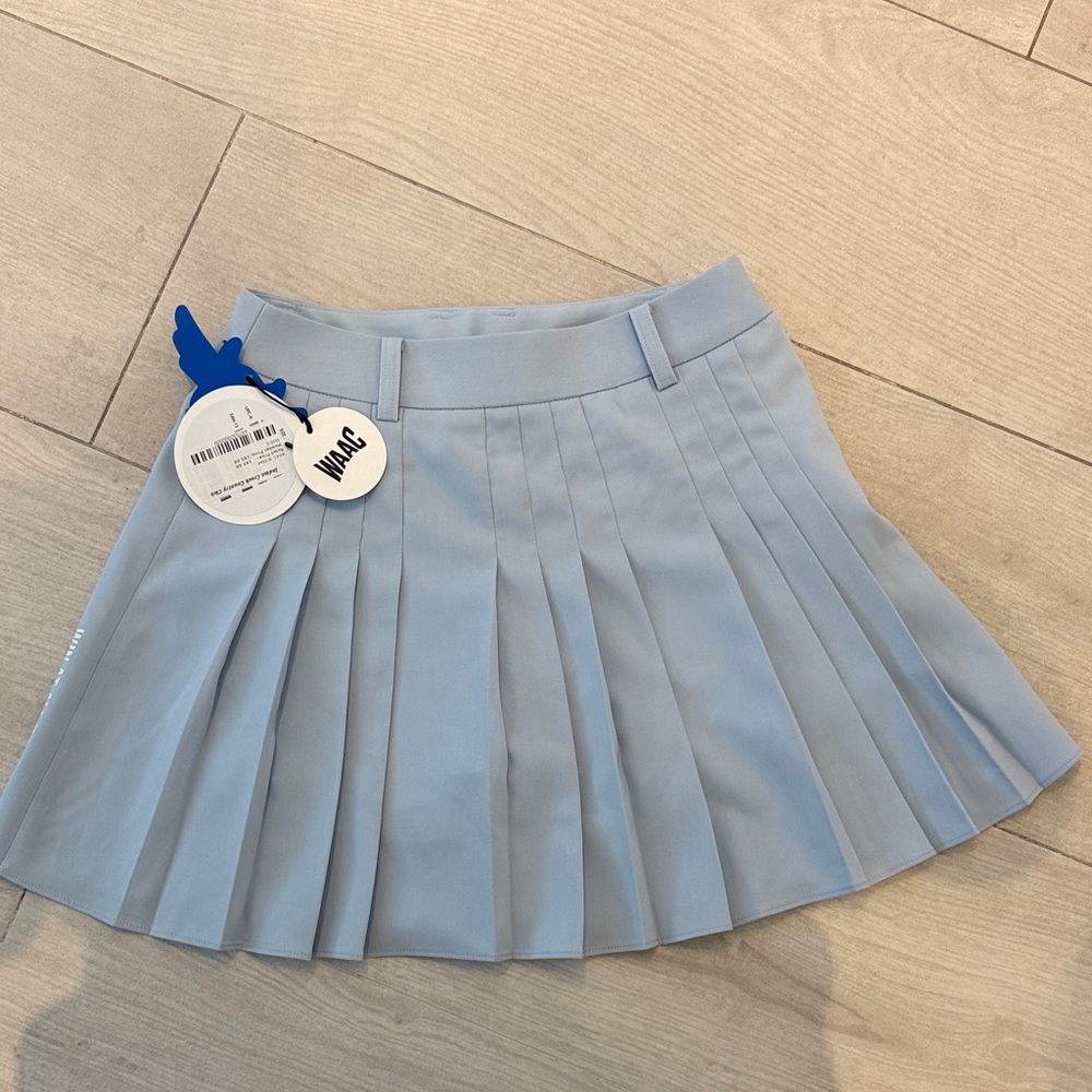 Chic Light Blue Pleated Skater Skirt